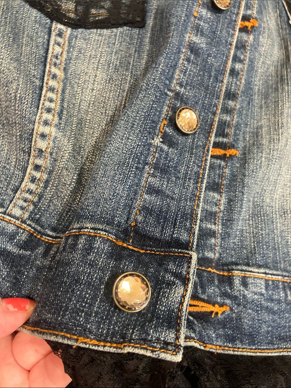 Mixit Blue Denim Jacket with Black Lace Accents. Size 2X - Picture 13 of 14